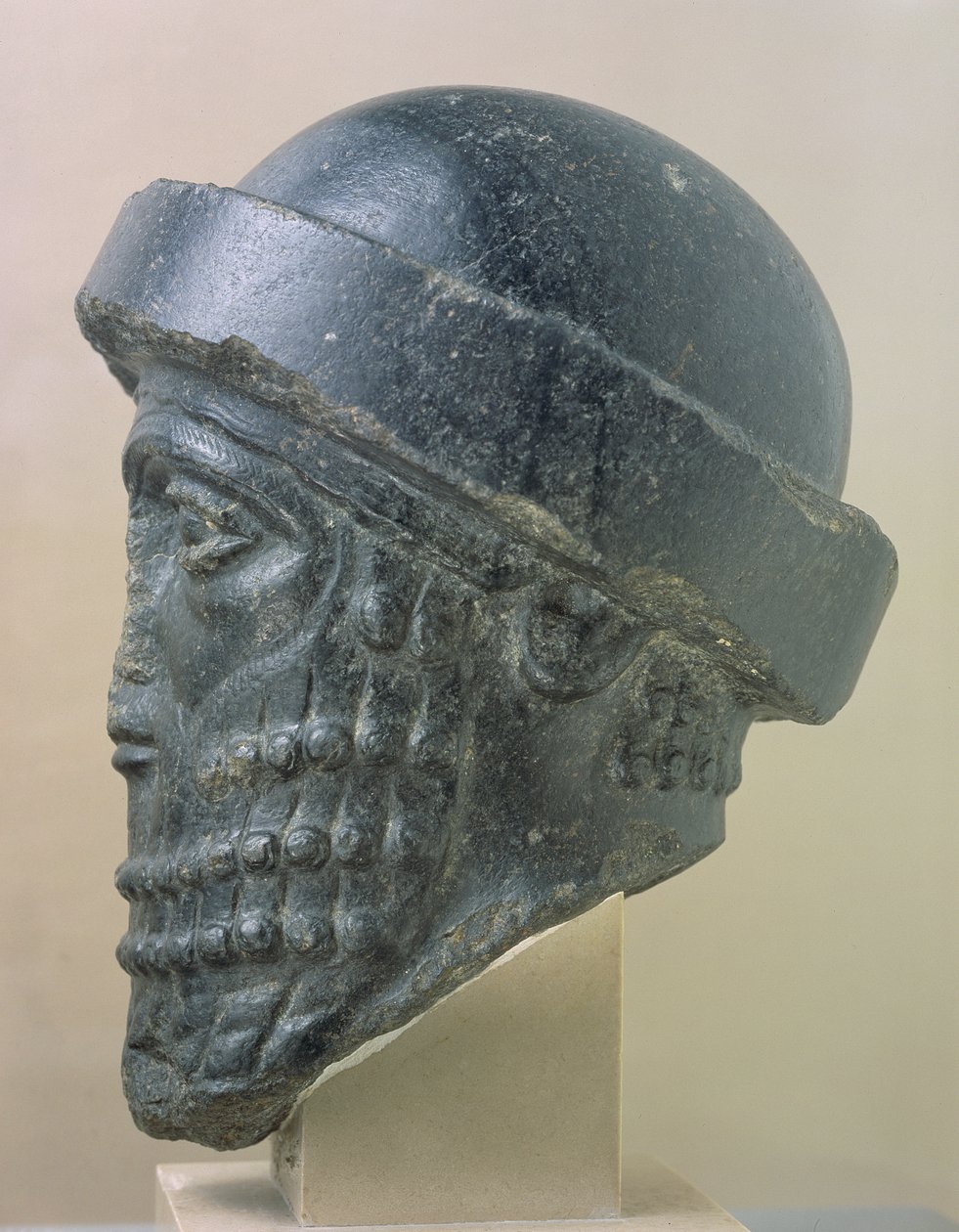 Kungligt huvud, känt som chef för Hammurabi, Susa, Iran, tidigt 2:a årtusendet, f.Kr. 1750 f.Kr. (diorit) av Mesopotamian