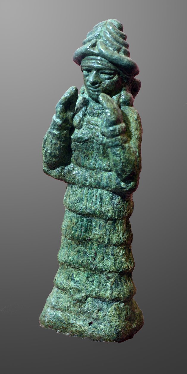 Bronsfigur av skyddsgudinnan LAMA, Mesopotamien c.2035-1794 f.Kr. (brons) av Mesopotamian Mesopotamian