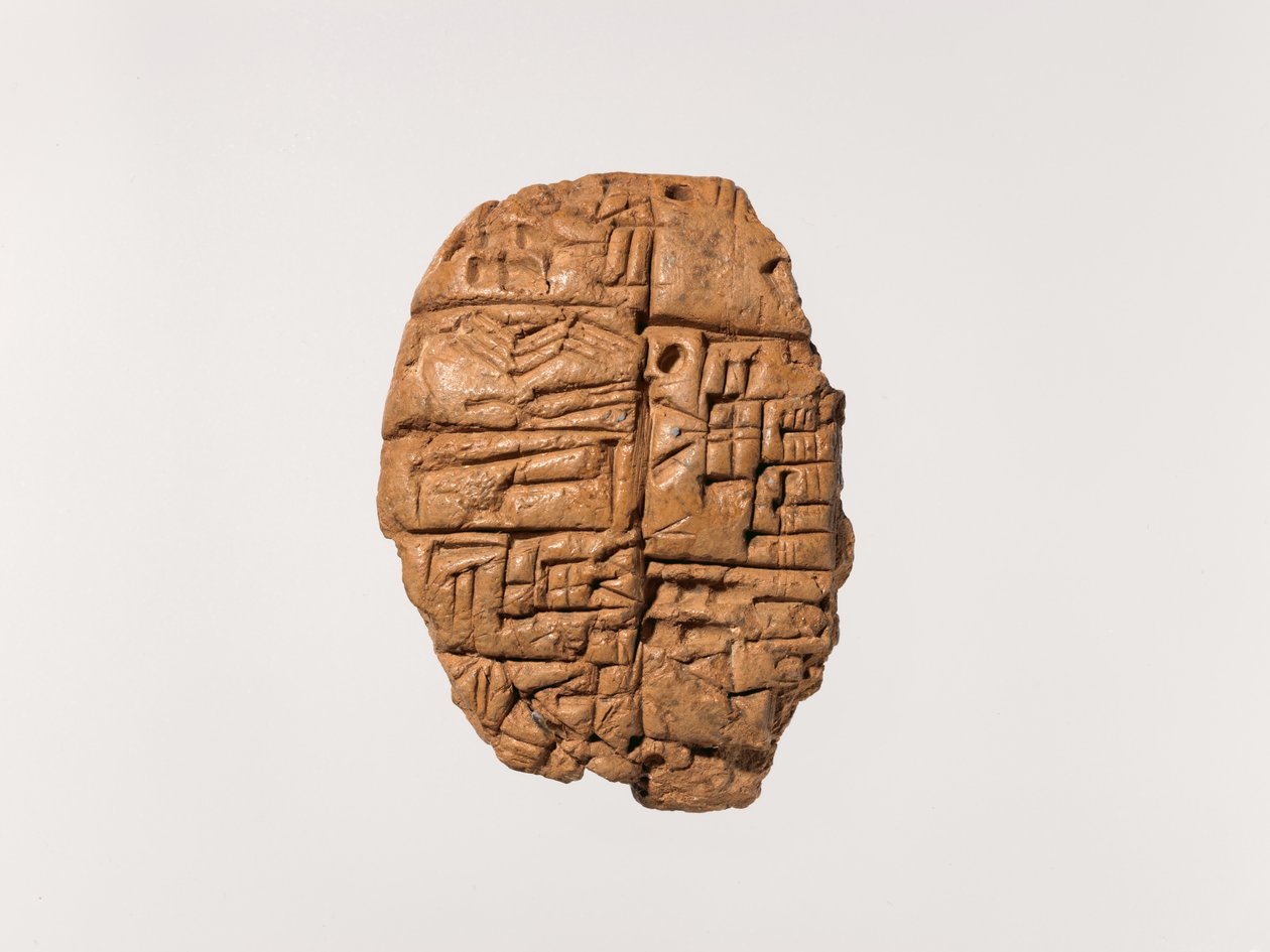 Kilskriftstavla: distribution av kopparknivar, ca 2600–2350 f.Kr. (lera) av Mesopotamian Mesopotamian