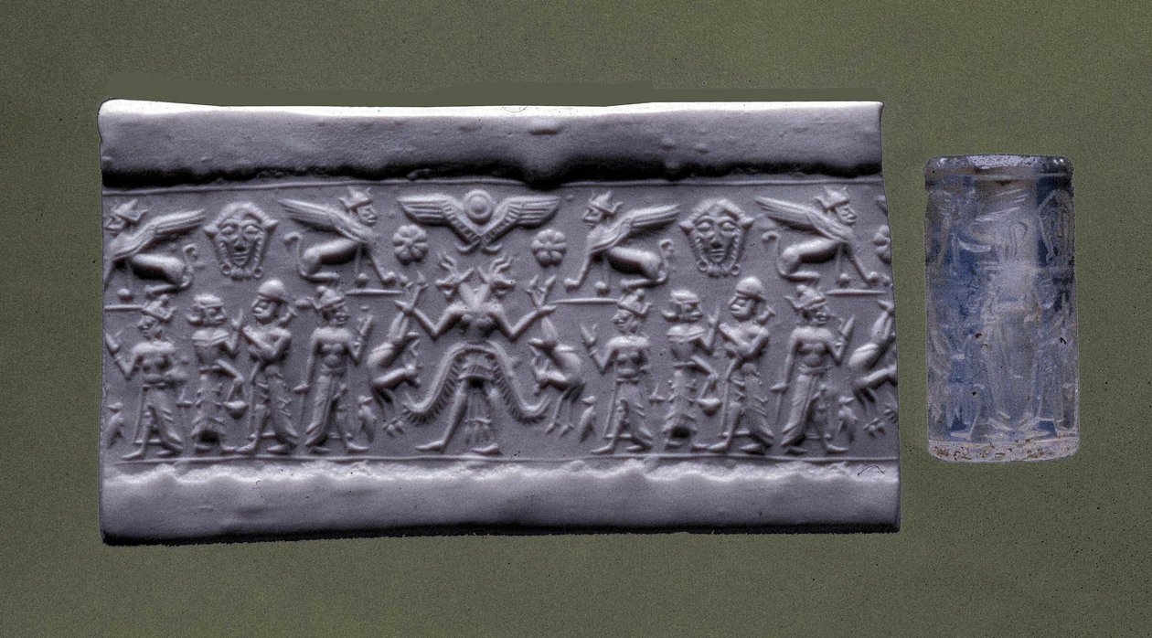 Cylindertätning, norra Syrien (kvarts) av Mesopotamian Mesopotamian
