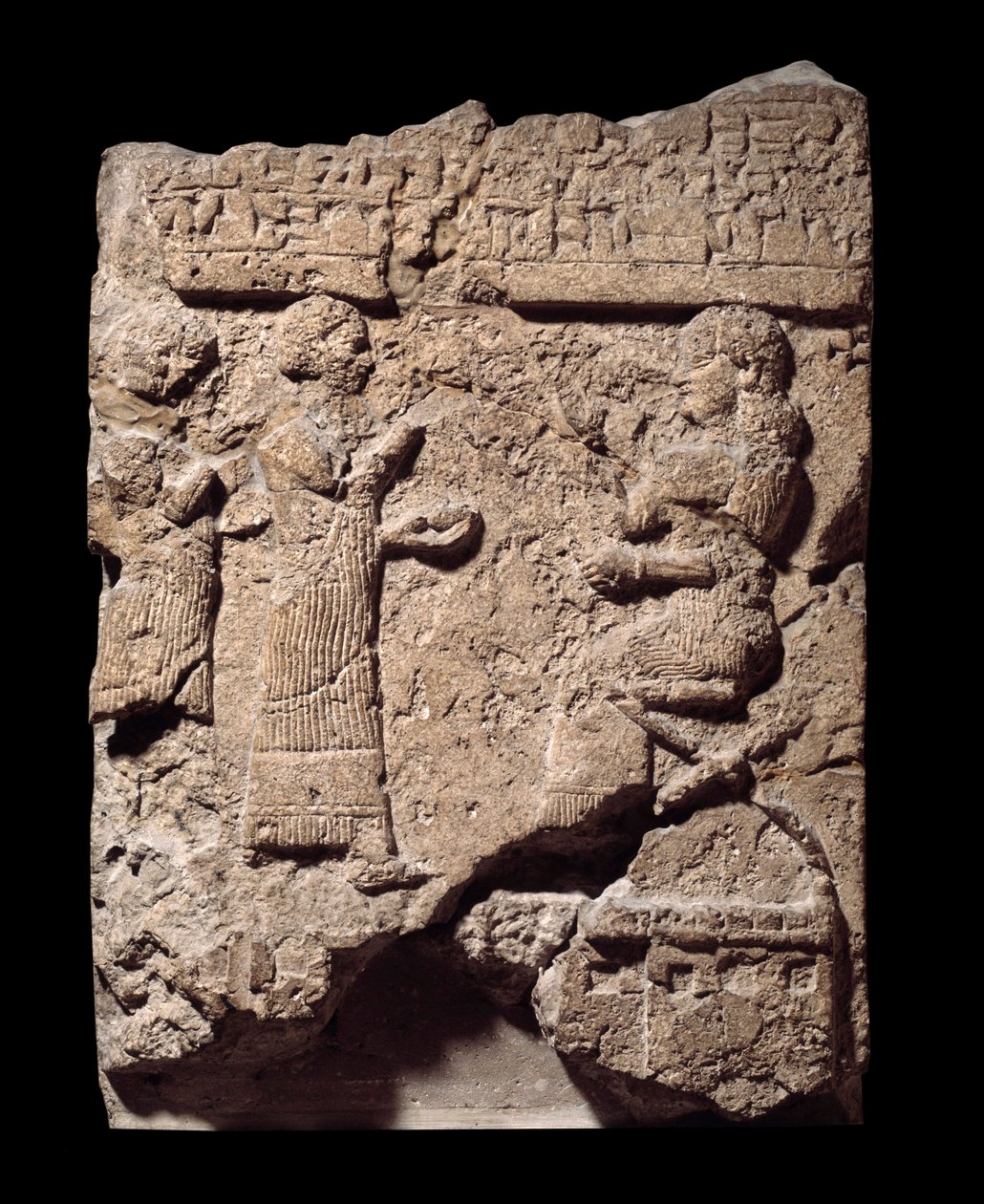 Mesopotamien: kalkstensrelief av skriftlärda som tog bytet under plundringen av Musasir. från Sargon II:s palats i Khorsabad (Khunsabad). 710 f.Kr. Sön 0,64x0,47 m Paris, musee du louvre av Mesopotamian Mesopotamian