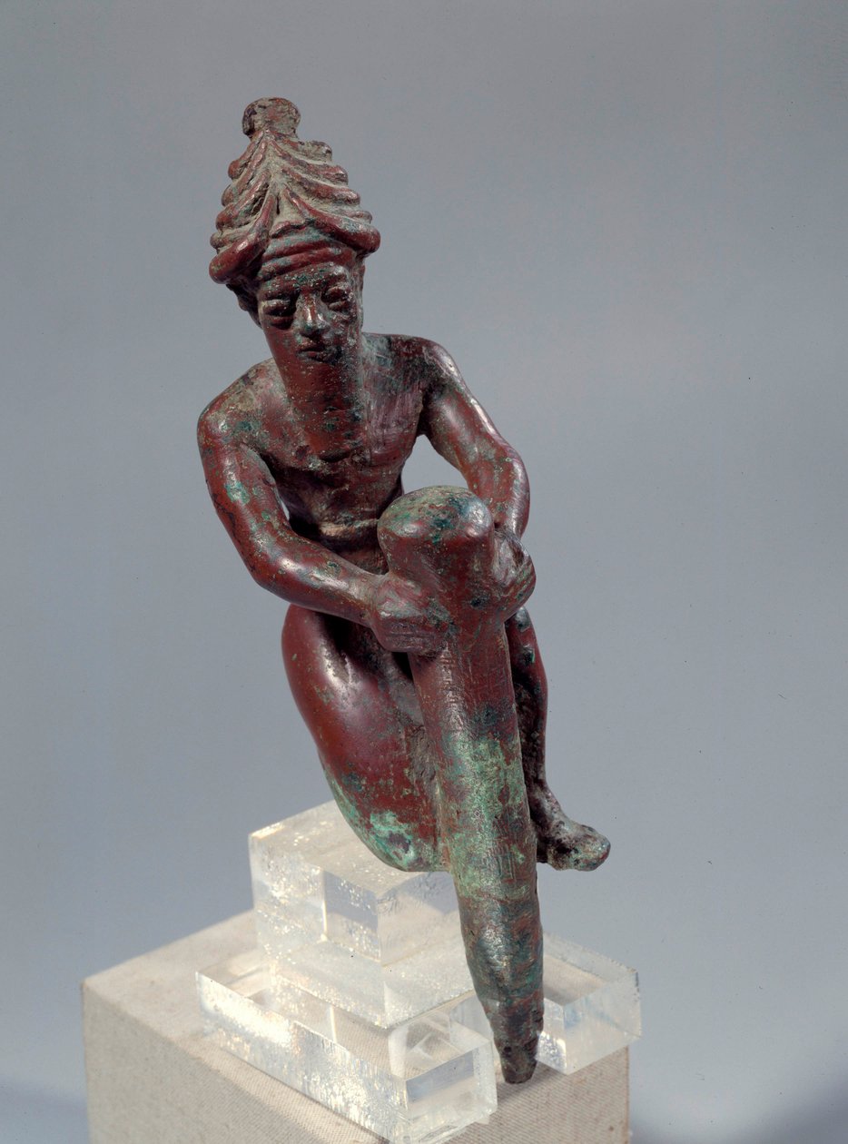 Mesopotamien: kopparfundamentfigur som visar guden som trycker på en spik. Omkring 2150 f.Kr. Från Tello. Paris, Louvren av Mesopotamian Mesopotamian