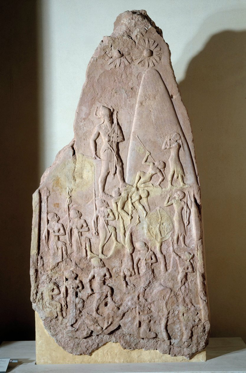 Mesopotamien: stele i röd gres av Naram Sins seger. Agadeperiod (cirka 2350-2200 f.Kr.). Från Accad. Paris, Louvren av Mesopotamian Mesopotamian