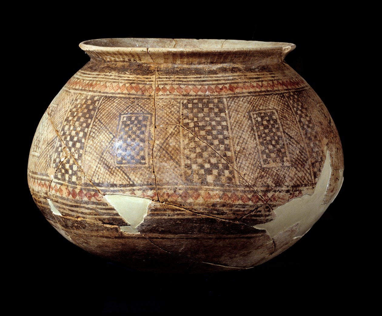 Orientalisk konst: Vas med geometrisk dekor av stilen Halaf (terrakotta, cirka 4500 f.Kr.) Mesopotamien eller norra Syrien. Paris, Louvren av Mesopotamian Mesopotamian