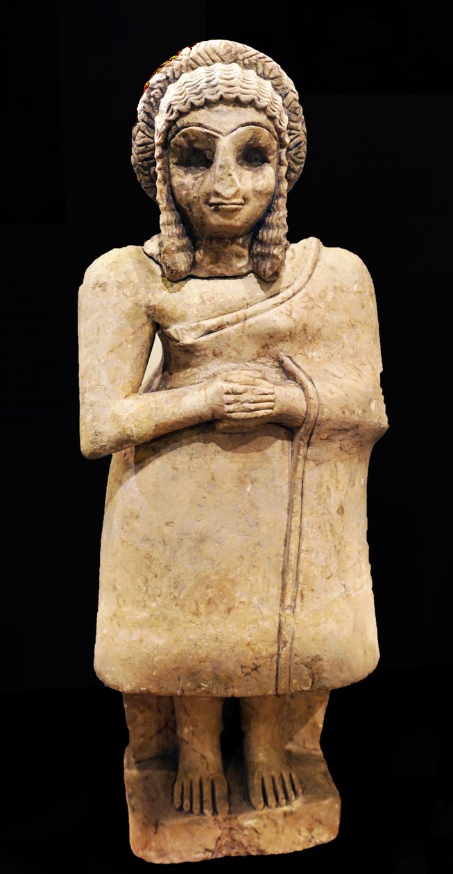 Staty av en kvinnlig dyrkare i en enkel klänning, Khfajah, Mesopotamien, ca 2650-2550 f.Kr. (gips) av Mesopotamian Mesopotamian