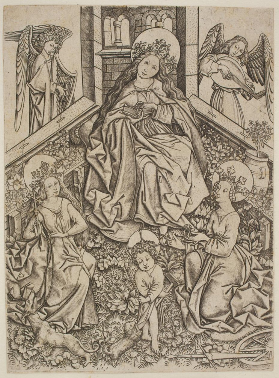 Maria med Jesusbarnet, Saint Margaret och Saint Catherine av Mester ES
