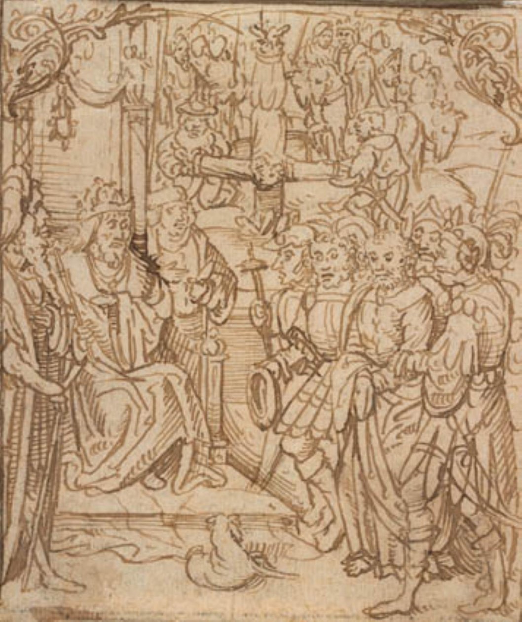 St Peter före kejsaren Nero, och St Peters korsfästelse av Mesteren for Aachen alteret