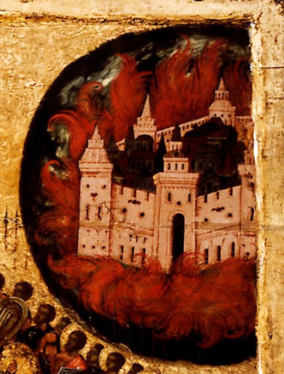 Välsignad vare värd för himlens kung Detalj: Brand i Kazan, 1550-talet av Metropolitan of Moscow Athanasius