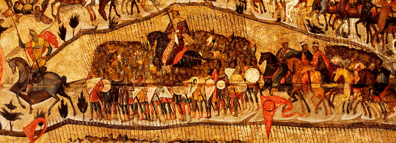 Välsignad vare värd för himlens kung Detalj: Warriors Range: Ivan IV, Vladimir Monomakh, Vladimir I, Boris och Gleb, 1550-talet av Metropolitan of Moscow Athanasius