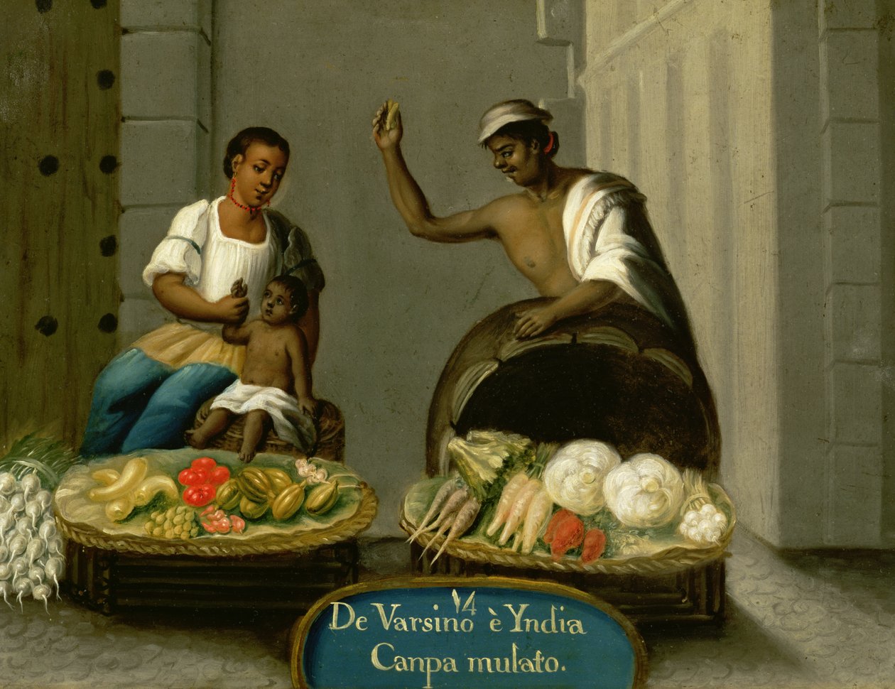 En man från Varsino och hans amerikanska indianfru, från en serie blandade äktenskap i Mexiko av Mexican School