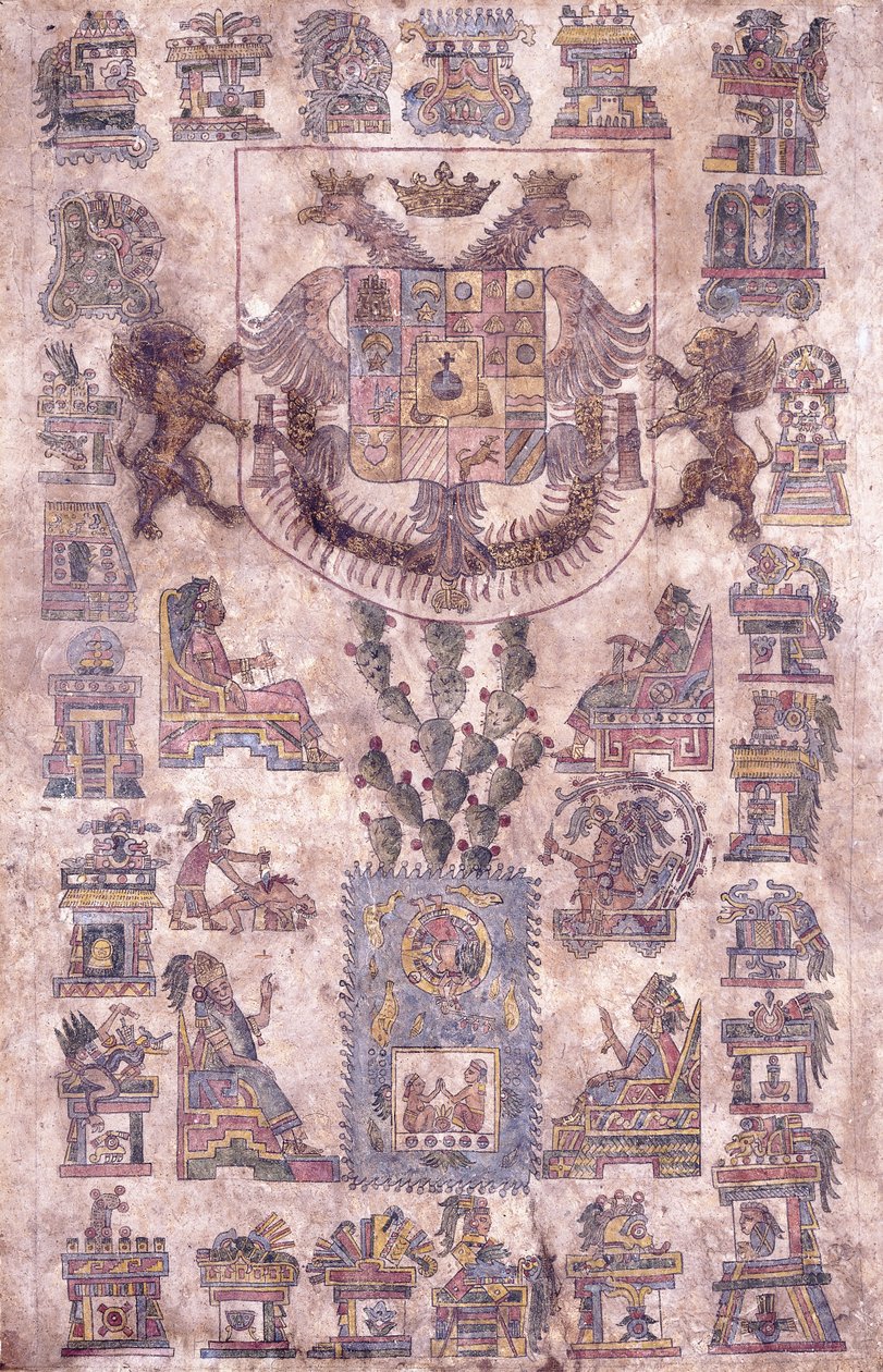 Ett upplyst dokument från Mexiko, som visar vicekungen Sotomayors vapen, ca 1645 av Mexican School