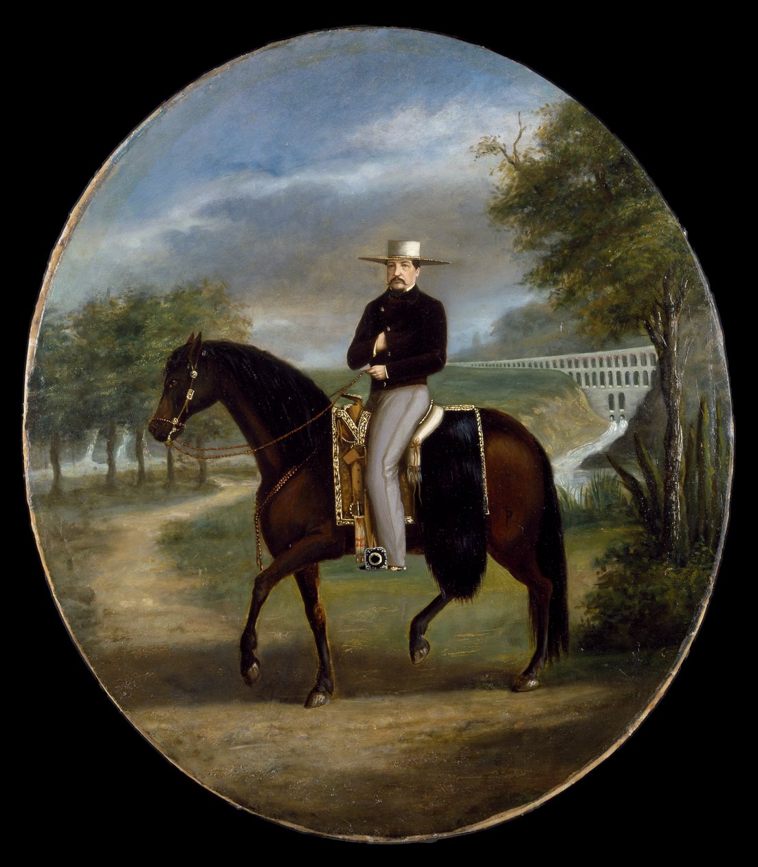 Don Manuel Romero de Terreros Villamil (olja på duk monterad på papper) av Mexican School