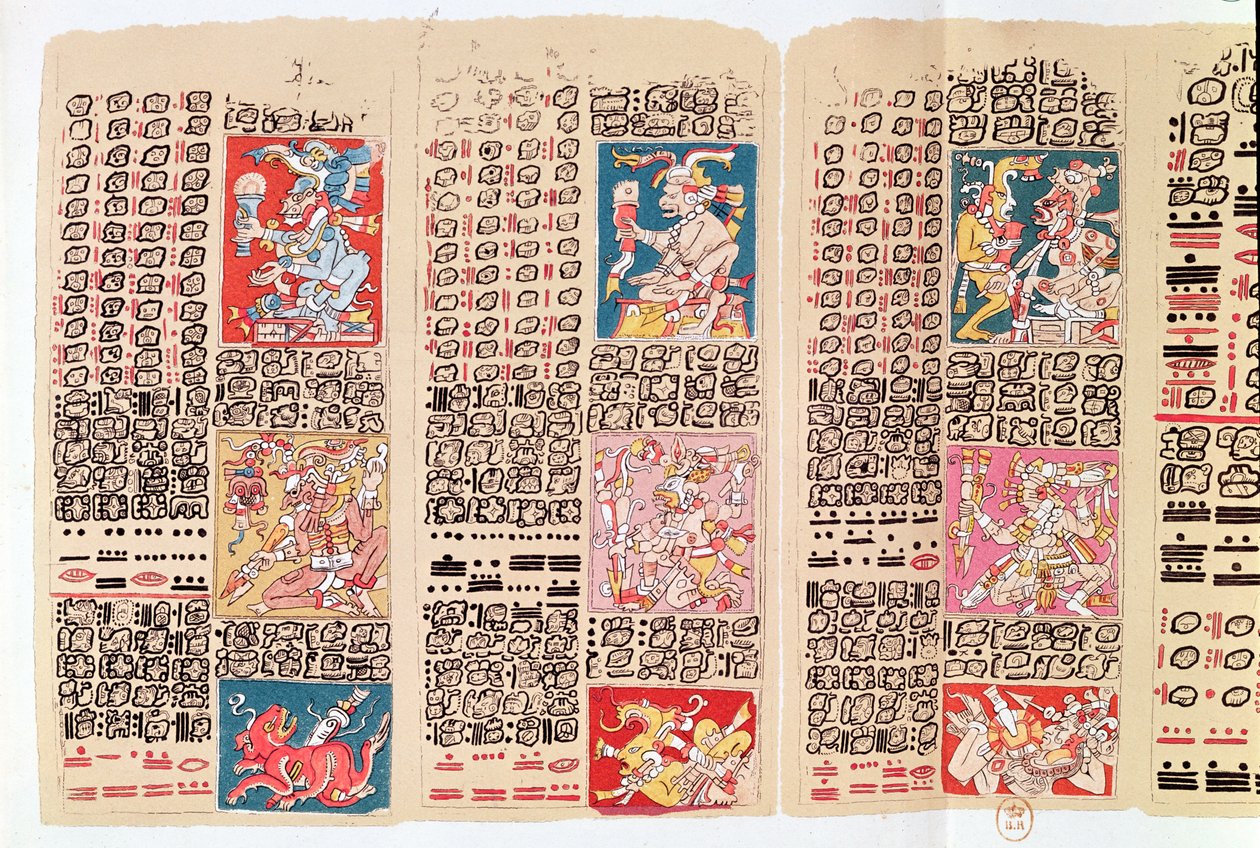 Faksimilkopia av en sida i Dresden Codex (se även 82558) av Mexican School