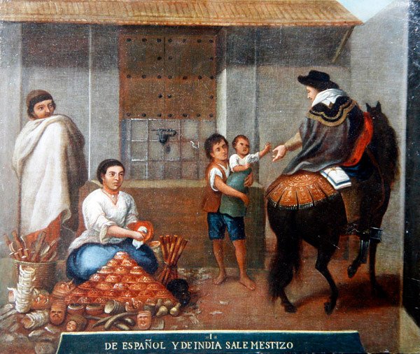 Figurer av ett marknadsstånd (olja på duk) av Mexican School