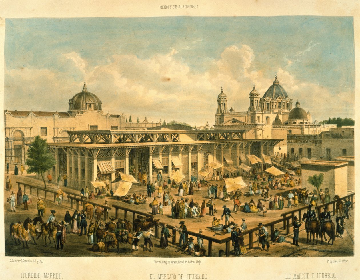 Iturbide Market, Old St. John Sq, Mexico City av Mexican School