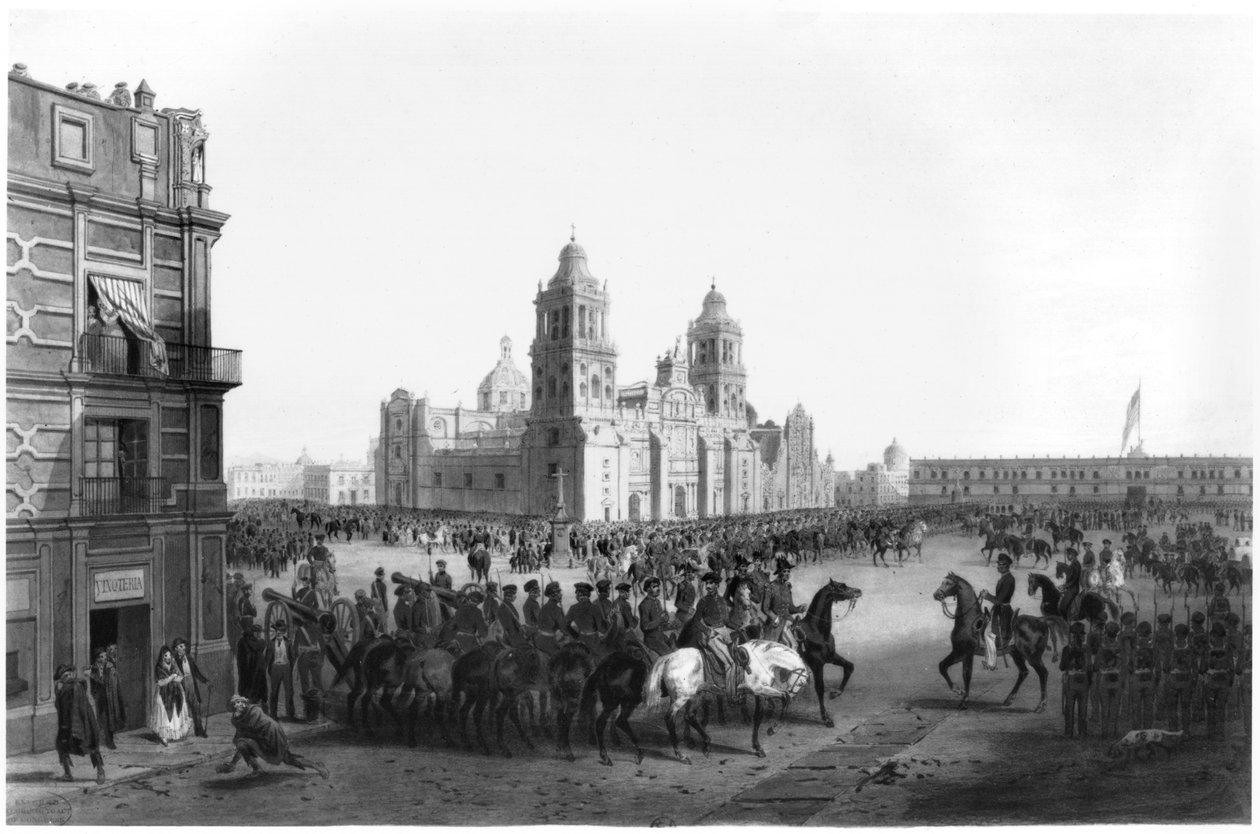 Generalmajor Winfield Scott (1786-1866) gick in i Mexiko 1847, 1847 av Mexican School