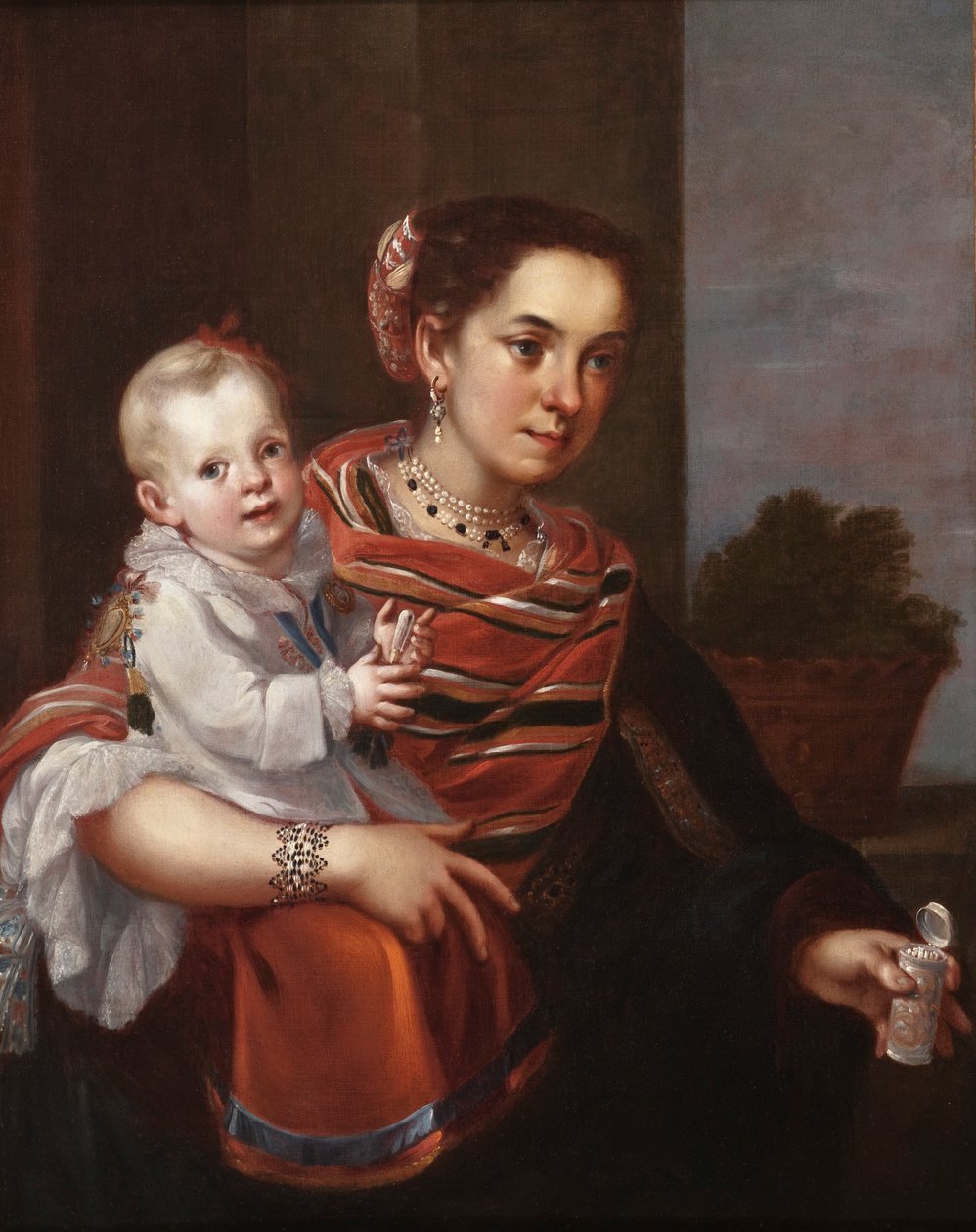 Morisca Woman and Albino Girl, ca 1750 (olja på duk) av Mexican School