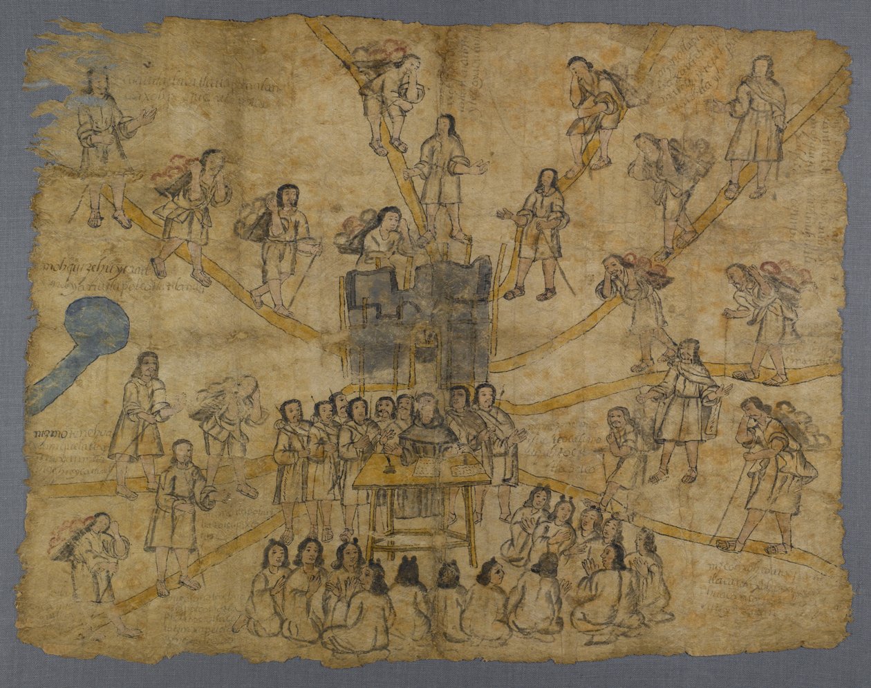 Sida från Codex San Pedro Atlapolco, Nahua (bläck & wc på amatepapper) (se även 499243) av Mexican School