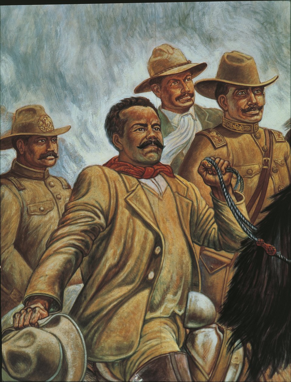 Pancho Villa i Zacatecas 1910 (olja på pannå) av Mexican School