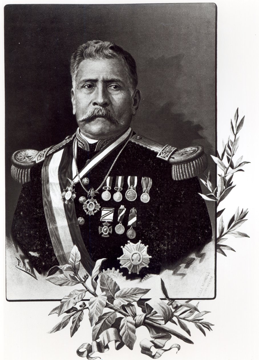 Porträtt av Porfirio Diaz (1830-1915) av Mexican School