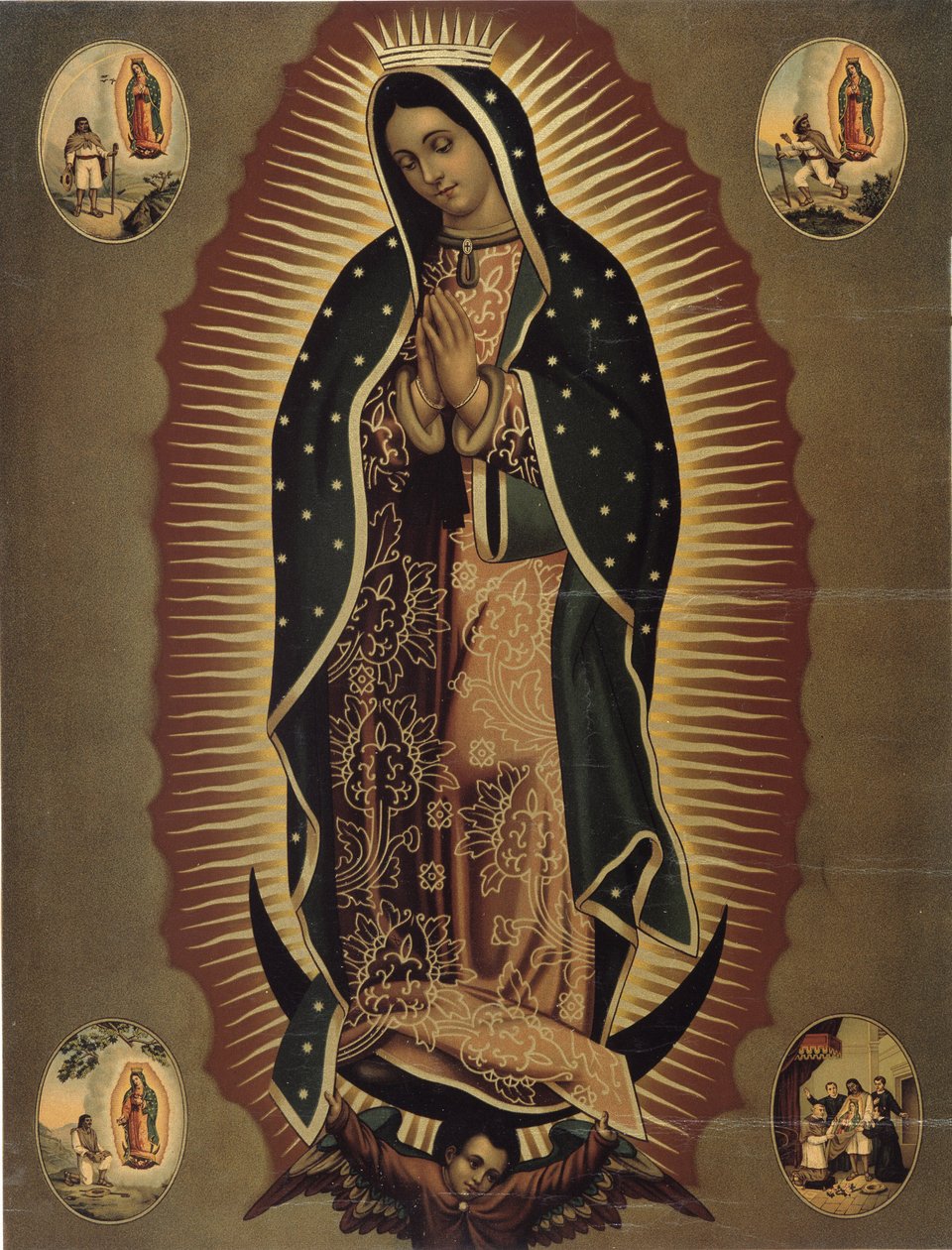 Representation av jungfrun av Guadalupe, skyddshelgon för Mexiko Tryck av 1900-talet. Dämpa. 51x39 cm Musee de la Vallee, Barcelonnette (Alpes de Haute provence) av Mexican School