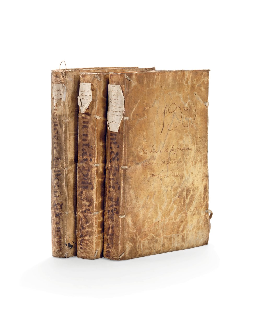 Codex Chimalpahin och historiska verk av Fernando de Alva Ixtilxochitl på spanska och nahuati, manuskript på papper i 3 volymer av Mexican School