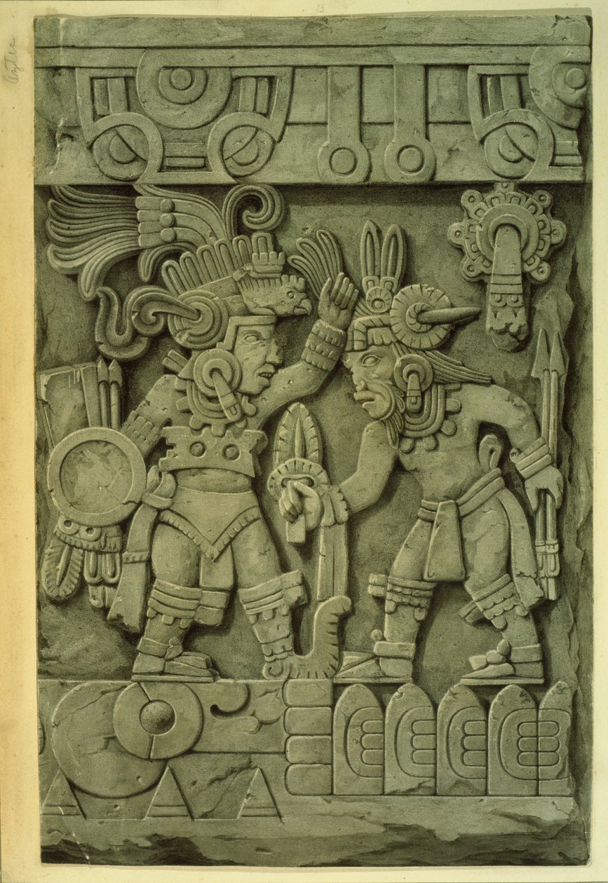 Tizocs sten (färglitografi) av Mexican School