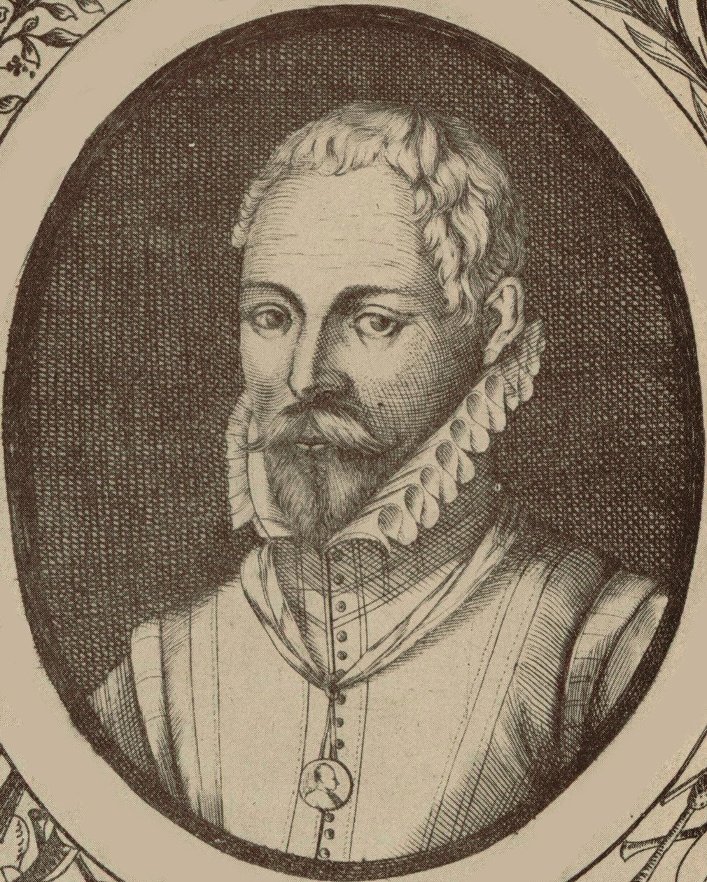 Porträtt av kompositören Roland de Lassus 1532-1594. av Meyssens
