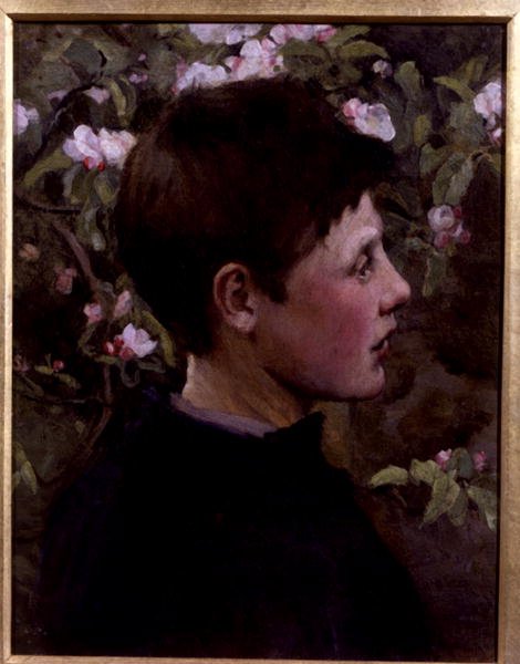 Head of a Boy (olja på duk) av Mia Arnesby (attributed to) Brown
