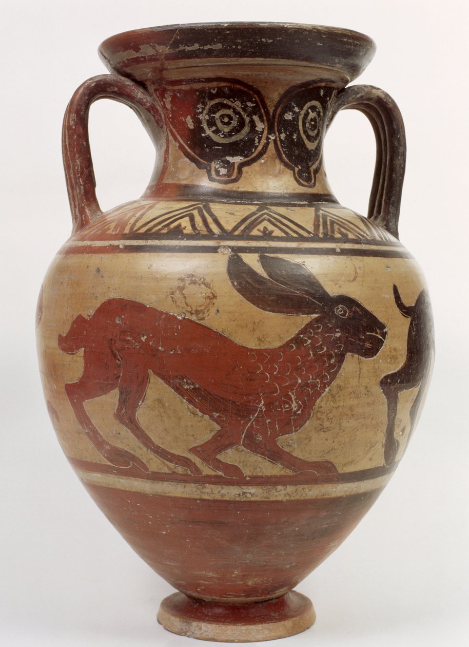 Etruskisk amfora med svart figur, ca 500 f.Kr. (keramik) av Micali Painter Style