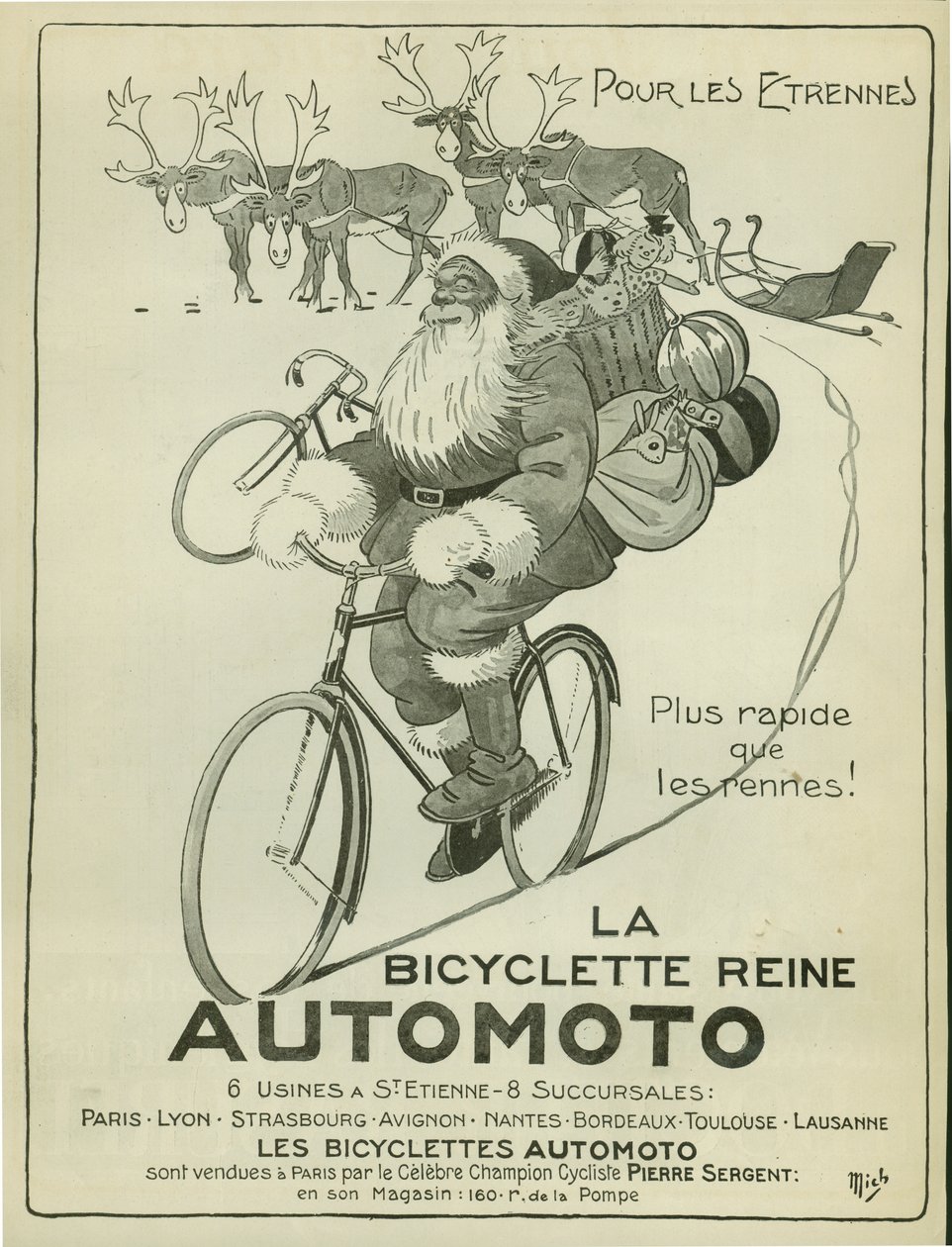 Affisch som annonserar "Automoto"-cyklar av Mich