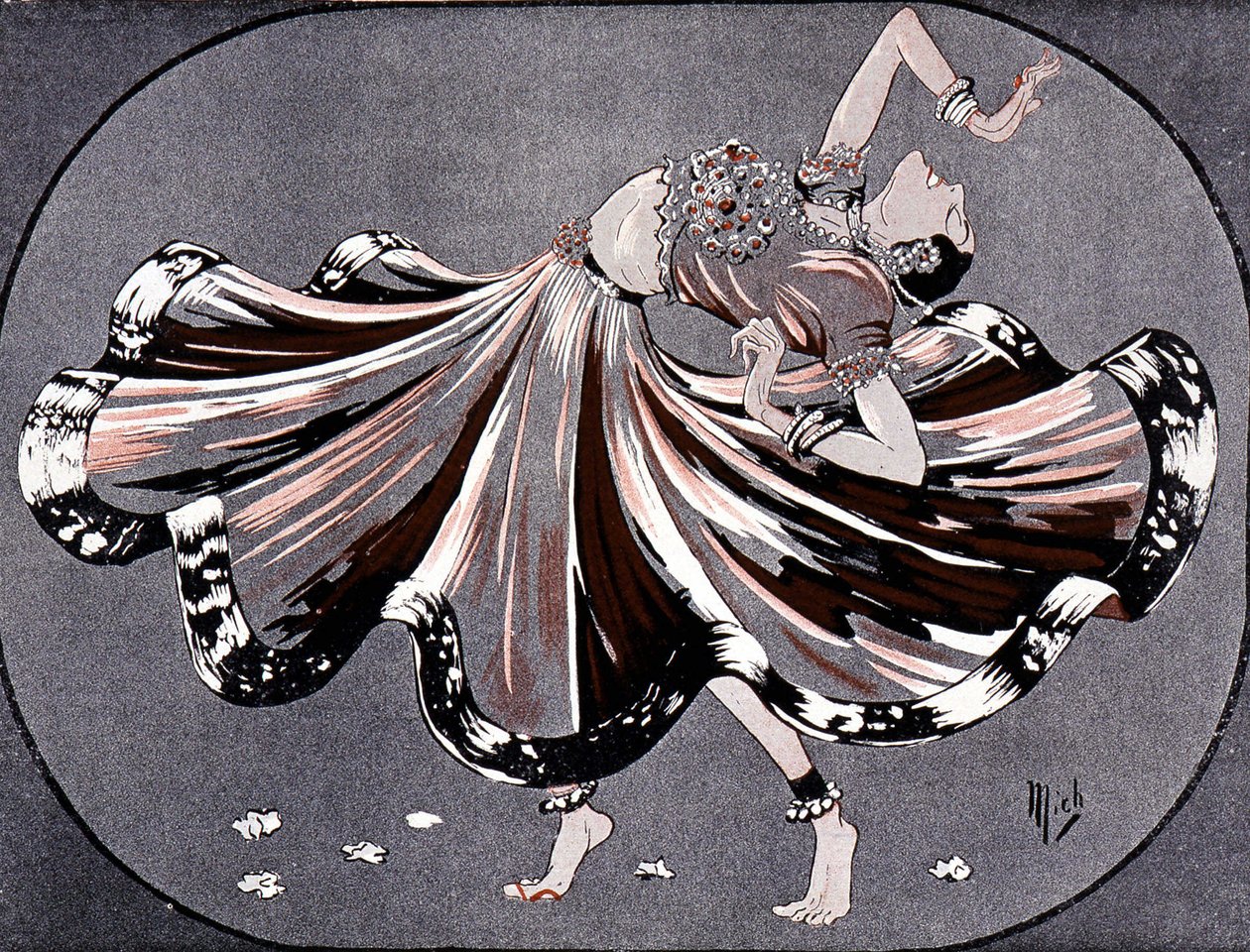 Fröken Ruth i sina hinduiska danser: Mata Hari på teatern Marigny - av Mich (Michel Liebeaux av Mich