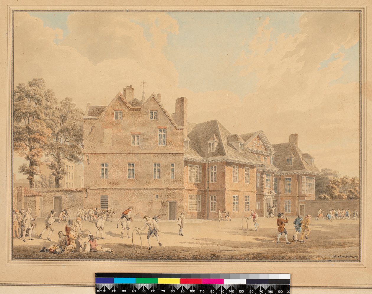 The Old Manor House, Marylebone, as a School, 1791 (penna & wc) av Michael Rooker