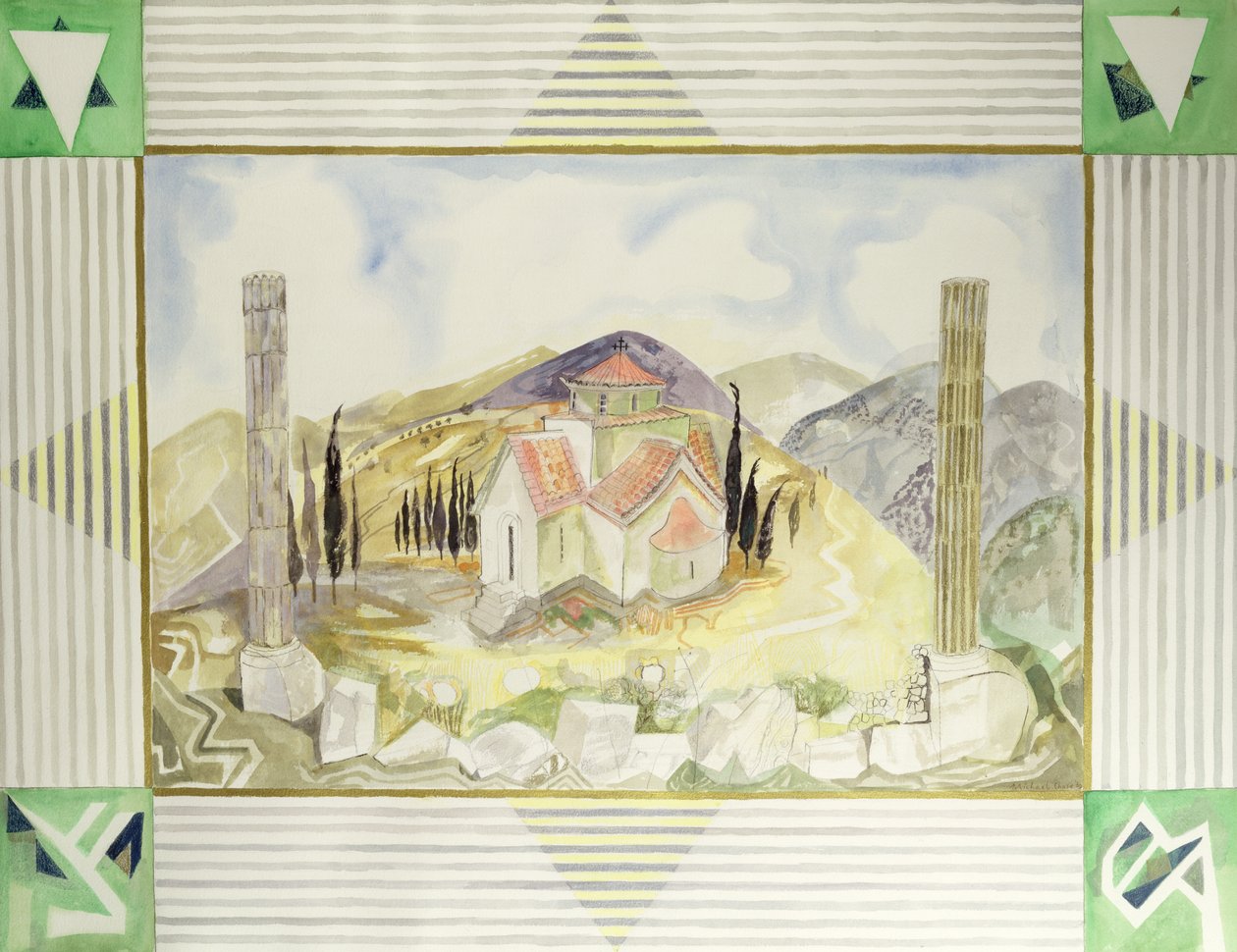 Tempel i Hosios Lukas Country från Greek Experience Series, 1989 (wc) av Michael Chase