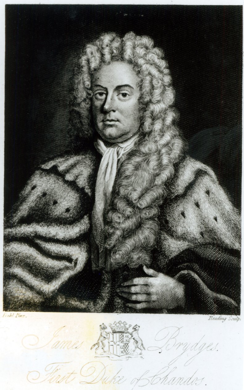 Porträtt av James Brydges, första hertig av Chandos (1673-1744), graverat av Burnet Reading (fl. 1776-1822). av Michael Dahl