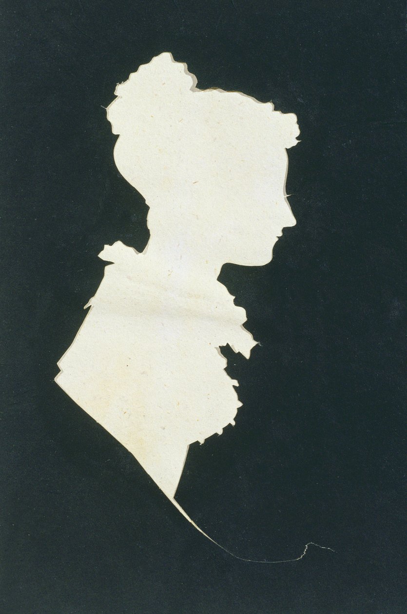 Siluett av Sarah Faraday (1800-79) från Michael Faradays klippbok, 1821 (bläck på papper) av Michael Faraday