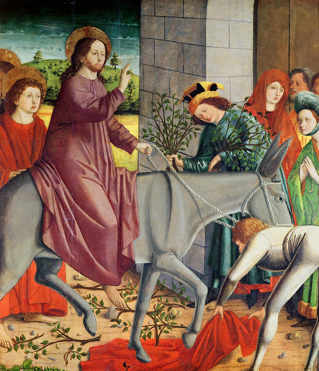 Kristi intåg i Jerusalem, från Stefans altartavla, ca 1470 av Michael Pacher