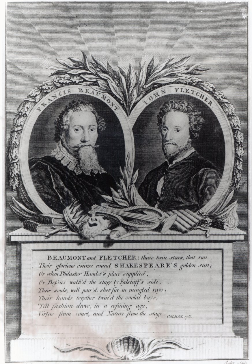 Francis Beaumont och John Fletcher, graverade av T. Ryder av Michael Rooker