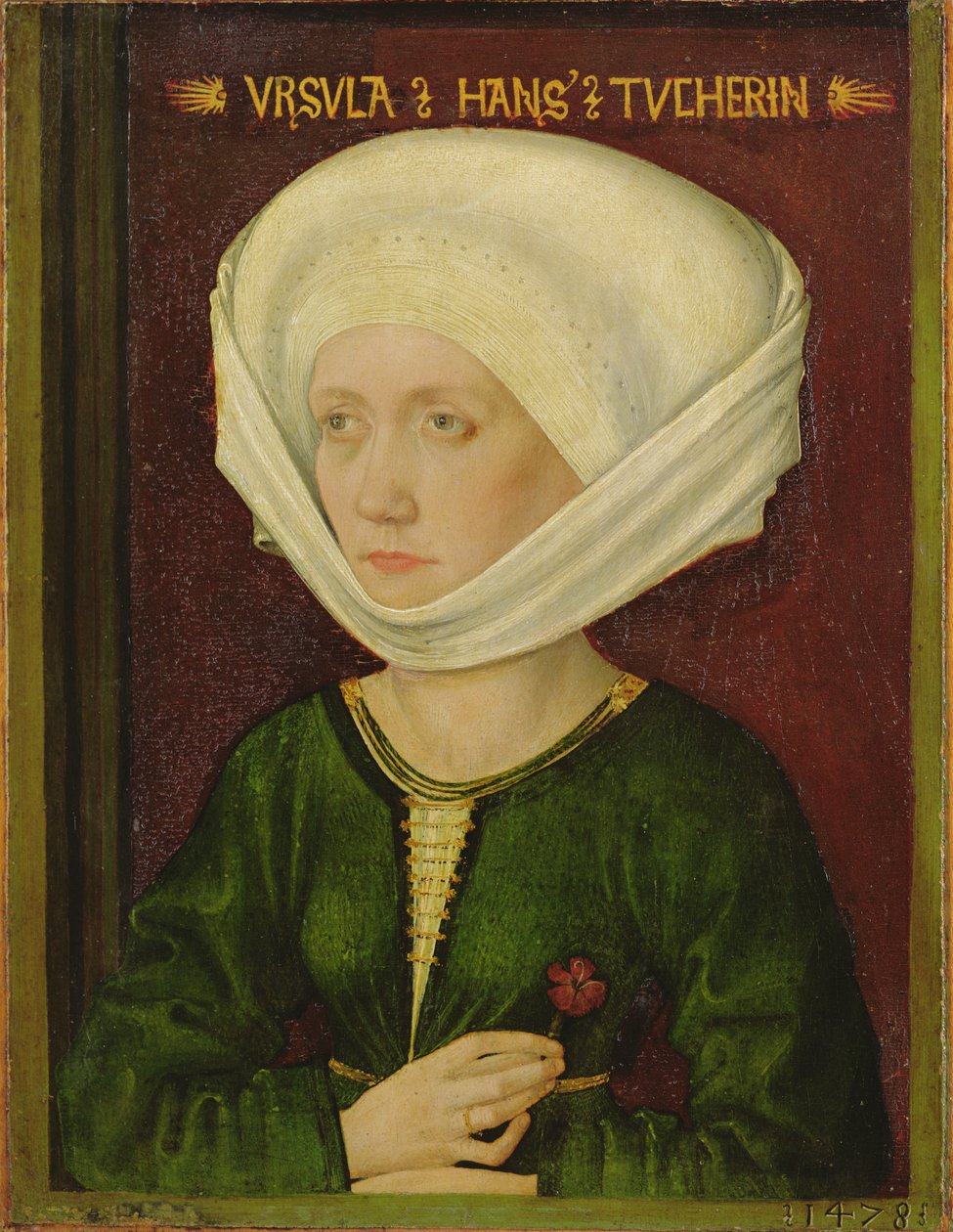 Porträtt av Ursula Tucher, 1478 (olja på limewood) av Michael Wolgemut or Wolgemuth