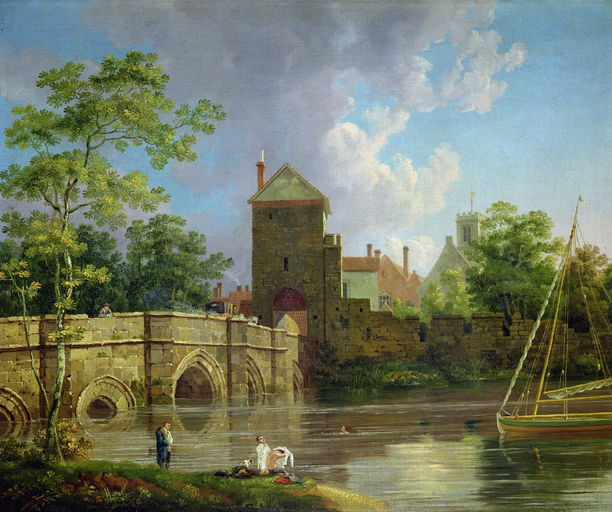 Layerthorpe Postern, York, ca 1769 (olja på duk) av Michael (1743-1801) Rooker