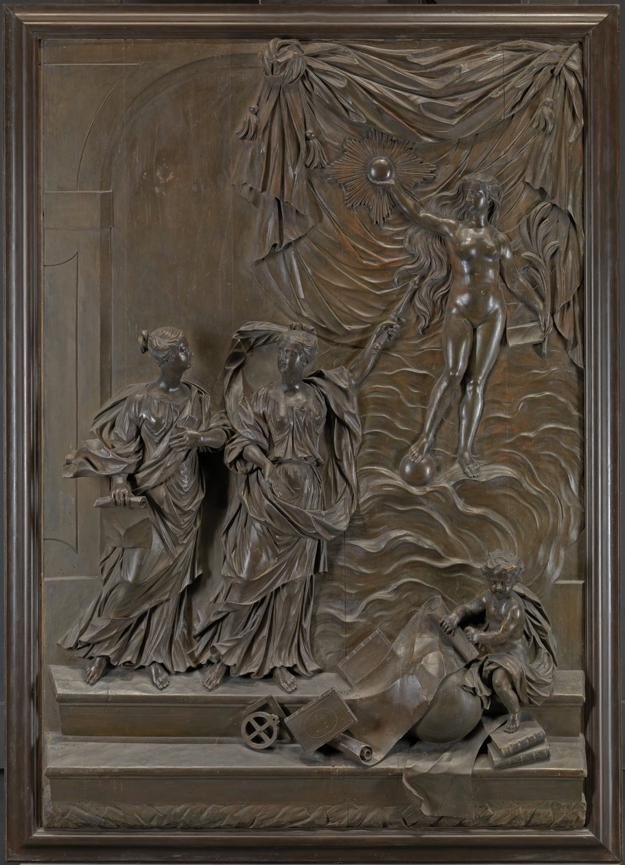 The Stowe Reliefs: possibly Truth Revealing Herself to the Liberal Arts, c.1715 (bronserad limewood) av Michael (attr.to) Chuke