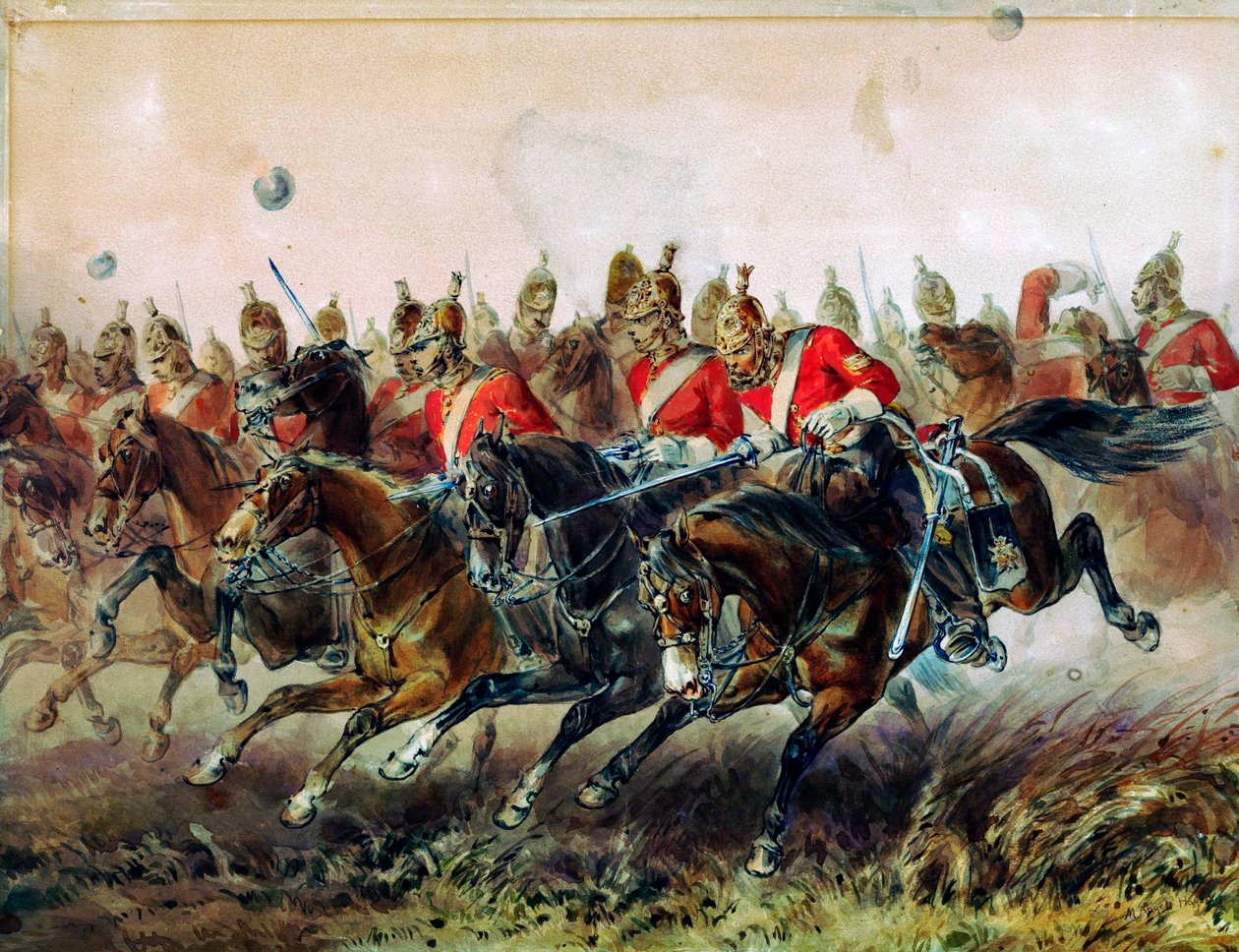 Den lätta brigadens laddning under slaget vid Balaclava, 1854 av Michael Angelo Hayes