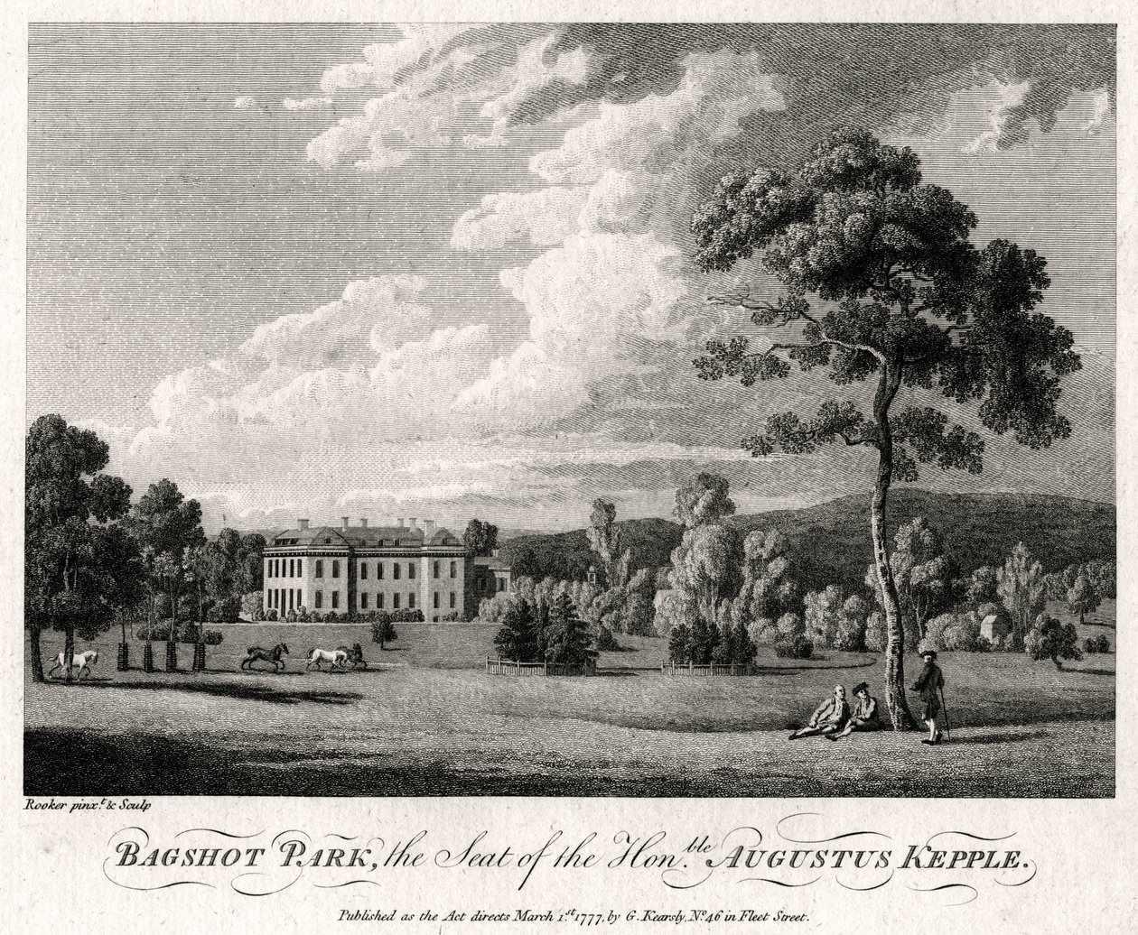 Bagshot Park, säte för den ärade Augustus Kepple, 1777 av Michael Angelo Rooker