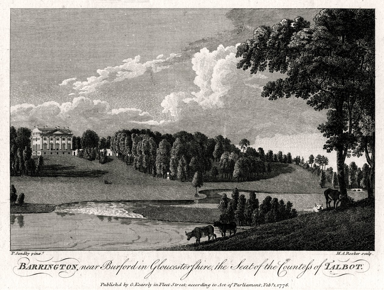 Barrington, nära Burford i Gloucestershire, säte för grevinnan av Talbot, 1776 av Michael Angelo Rooker