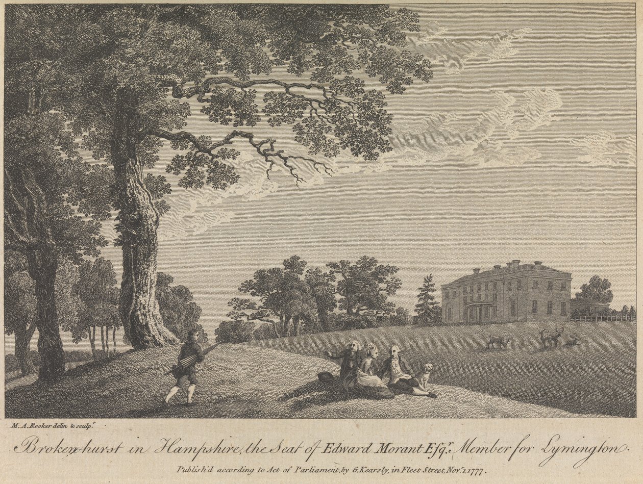 Broken-hurst i Hampshire, The Seat of Edward Morant, Esquire, medlem för Lymington (utgiven av G. Kearsly); sida 43 (volym ett) av Michael Angelo Rooker