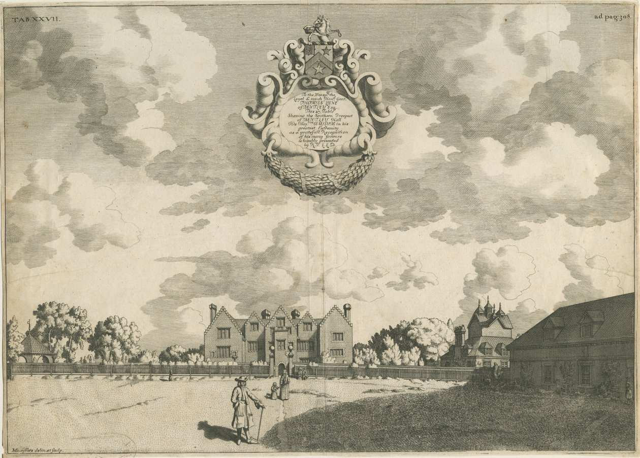Bentley Hall: kopparplåtgravyr, nd [1653 - 1686] av Michael Burghers