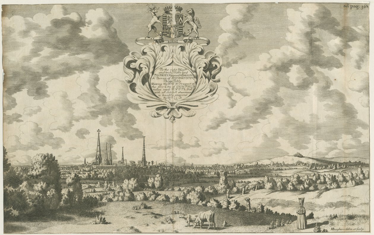 Lichfield - West North West Prospect: kopparplåtgravyr, nd [1653 - 1686] av Michael Burghers
