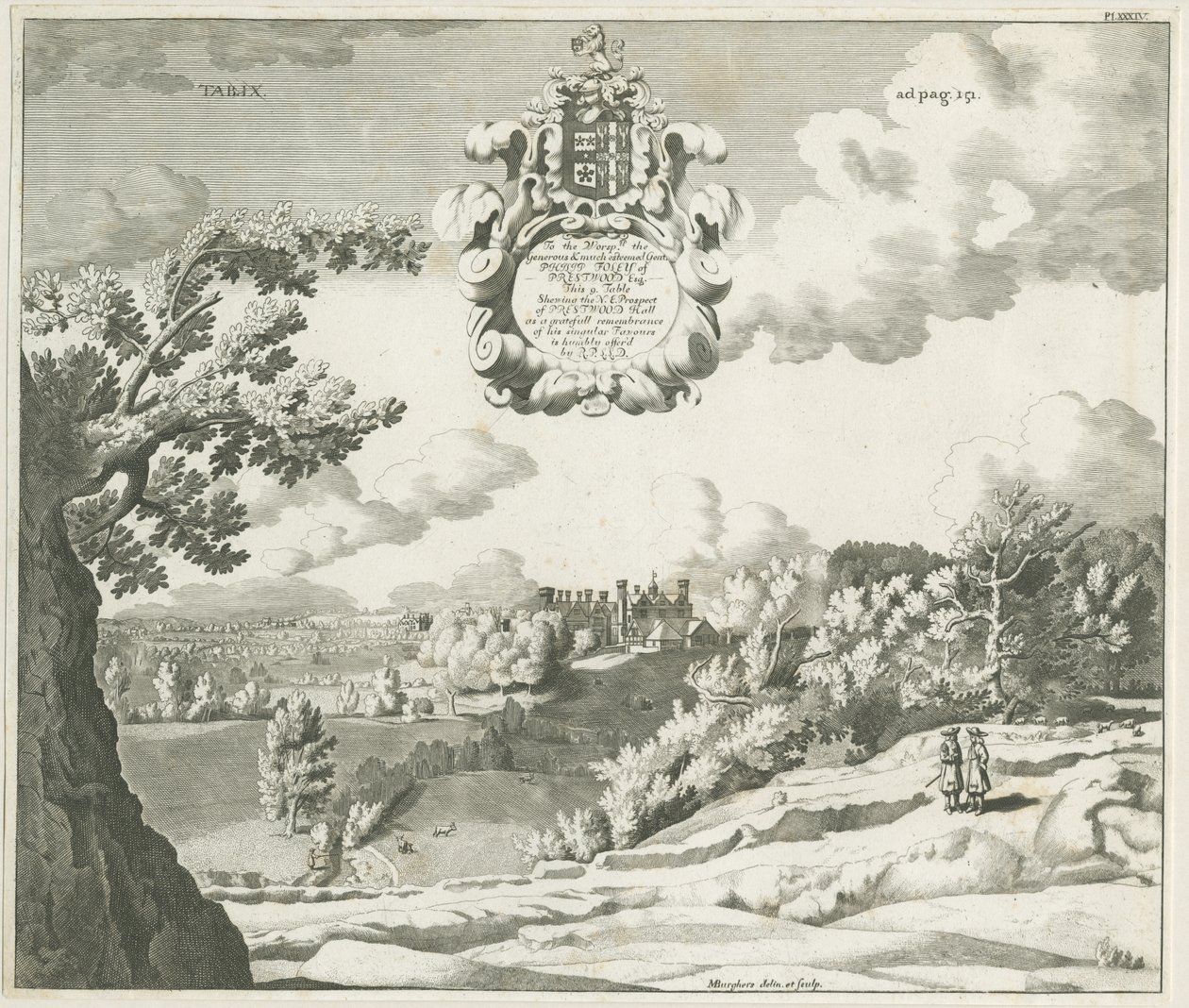 Prestwood Hall: gravyr, nd [1753-1827] av Michael Burghers