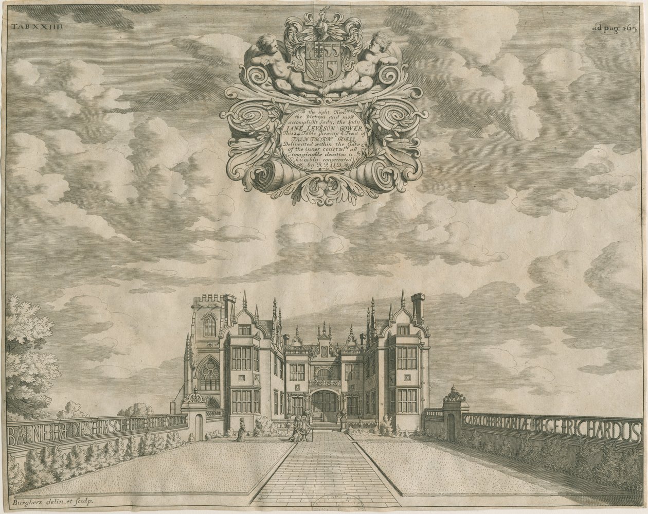 Trentham Hall: gravyr, nd [1686] av Michael Burghers