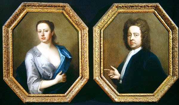 Konstnären Hugh Howard (1675-1737) och hans fru Thomasine Langston Howard av Michael Dahl